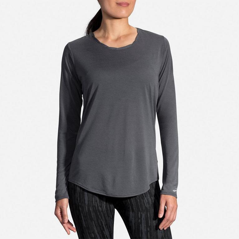 Brooks Women's Distance Long Sleeve Running Shirt - Grey (LVQB04327)